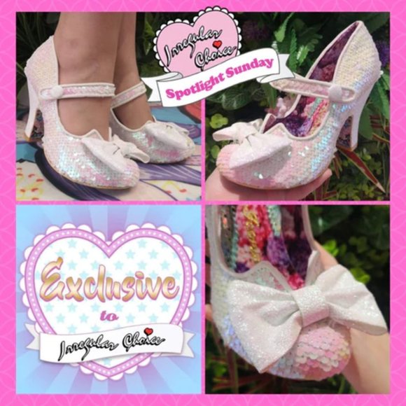 Irregular Choice Shoes - Irregular Choice Fancy This Iridescent Sequin Heels with Bows and Straps
